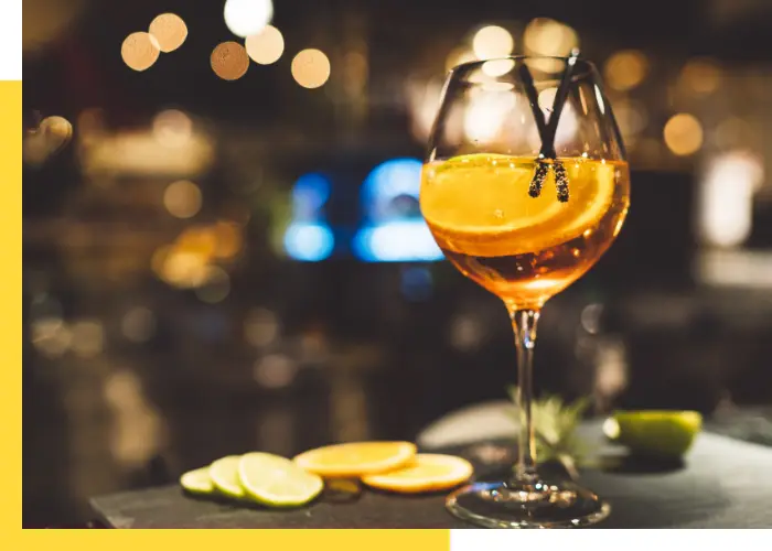 Aperol Spritz cocktail on a table in a bar