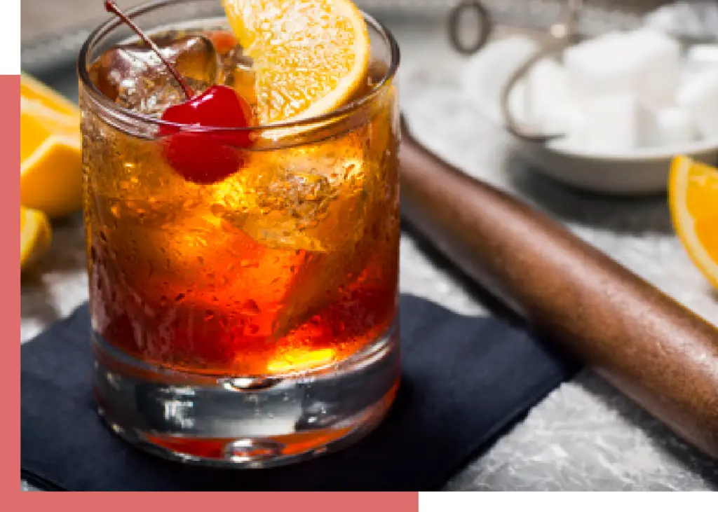 Cherry flavoured cocktail with fresh fruit